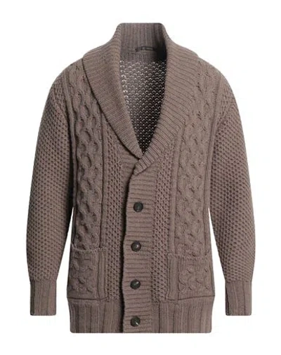 Tagliatore Man Cardigan Khaki Size 40 Wool, Polyamide In Beige