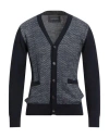 Tagliatore Man Cardigan Midnight Blue Size 38 Wool, Cotton In Animal Print