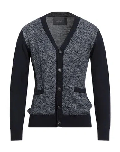 Tagliatore Man Cardigan Midnight Blue Size 38 Wool, Cotton In Animal Print