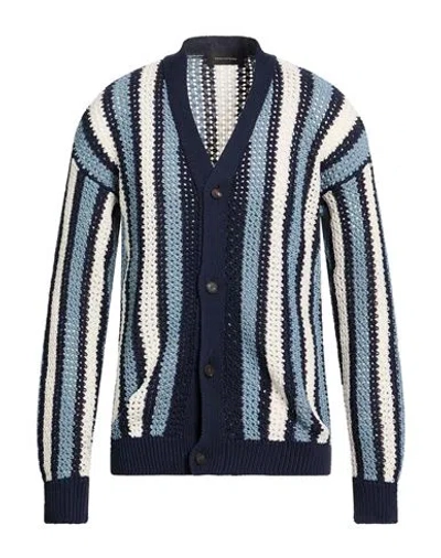 Tagliatore Man Cardigan Midnight Blue Size 42 Cotton