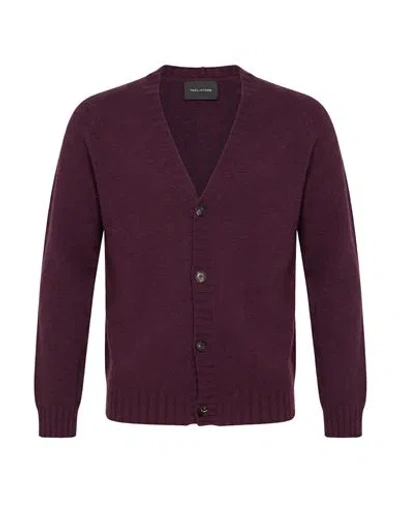 Tagliatore Man Cardigan Plum Size 38 Cashmere In Purple