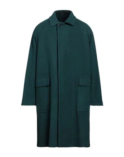 Tagliatore Man Coat Deep Teal Size 42 Virgin Wool, Polyamide In Green