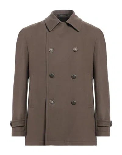 Tagliatore Man Coat Khaki Size 44 Virgin Wool, Polyamide, Cashmere In Beige