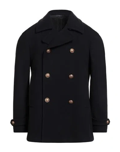 TAGLIATORE TAGLIATORE MAN COAT MIDNIGHT BLUE SIZE 38 VIRGIN WOOL, POLYAMIDE, CASHMERE