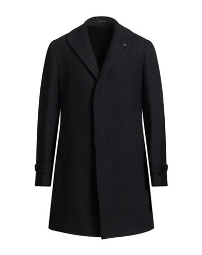 Tagliatore Man Coat Midnight Blue Size 40 Virgin Wool, Cotton, Polyamide In Black