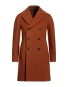 Tagliatore Man Coat Orange Size 38 Virgin Wool, Polyamide In Brown