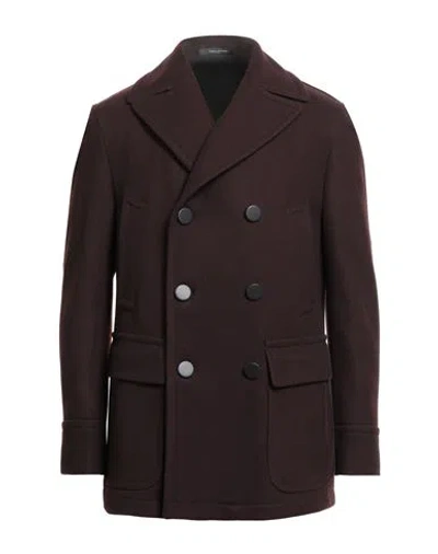 Tagliatore Man Coat Plum Size 38 Virgin Wool, Polyamide, Cashmere In Purple