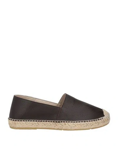 Tagliatore Man Espadrilles Chocolate Brown Size 9 Lambskin
