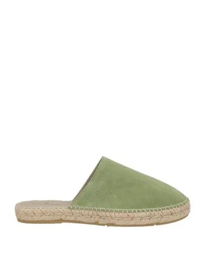 Tagliatore Man Espadrilles Light Green Size 9 Leather, Polyurethane