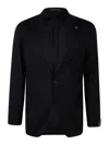 Tagliatore Navy Blue Single-breasted Wool And Cashmere Jacket In Black
