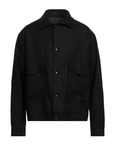 Tagliatore Man Jacket Black Size 44 Linen, Cupro