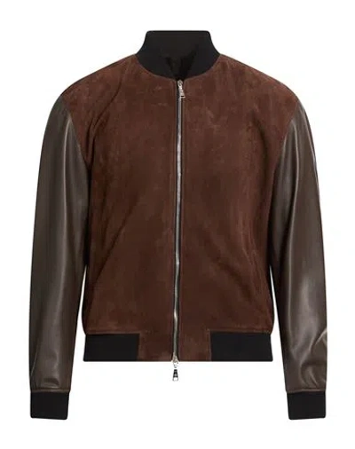Tagliatore Man Jacket Brown Size 40 Lambskin