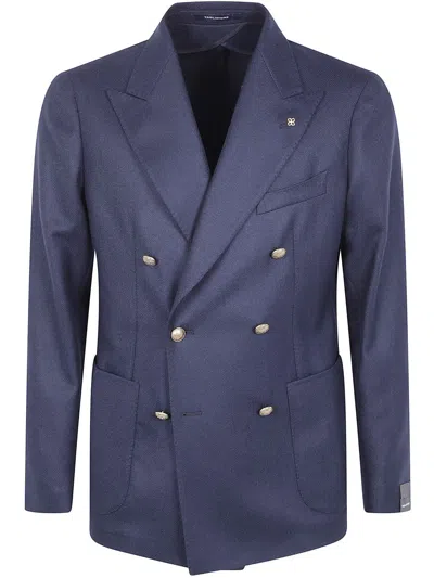 Tagliatore Double-breasted Long-sleeve Blazer In Blue