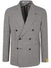 Tagliatore Double-breasted Prince Of Wales Check Blazer In Gray