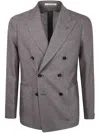 Tagliatore Double-breasted Wool And Silk Jacket In Brown