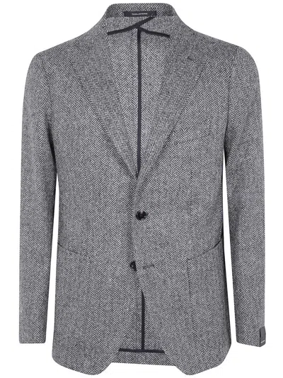 Tagliatore Herringbone Wool Jacket In Gray