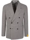 Tagliatore Double-breasted Prince Of Wales Check Blazer In Gray