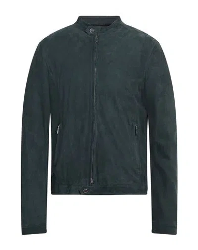 Tagliatore Man Jacket Dark Green Size 46 Lambskin