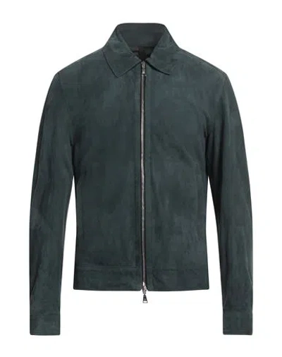 Tagliatore Man Jacket Deep Teal Size 42 Lambskin In Green