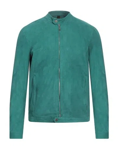 Tagliatore Man Jacket Emerald Green Size 38 Lambskin In Green