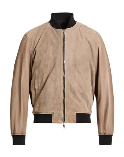 Tagliatore Man Jacket Khaki Size 38 Lambskin In Neutral