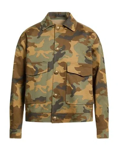 Tagliatore Man Jacket Military Green Size 42 Cotton, Polyurethane In Multi