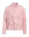 Tagliatore Man Jacket Pink Size 40 Linen, Cupro