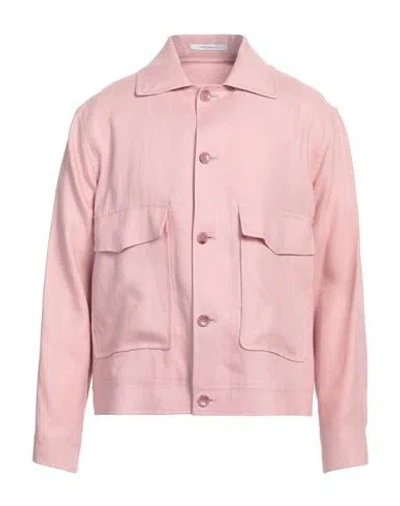 Tagliatore Man Jacket Pink Size 40 Linen, Cupro