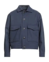 Tagliatore Blue Linen Short Blouson In Blue