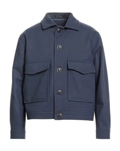 TAGLIATORE TAGLIATORE MAN JACKET SLATE BLUE SIZE 38 VIRGIN WOOL, POLYAMIDE, CASHMERE