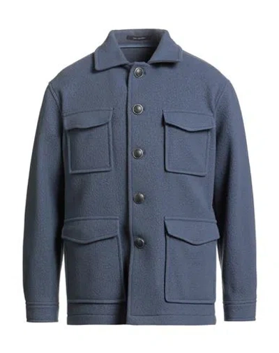 Tagliatore Man Jacket Slate Blue Size 40 Wool, Polyamide