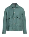Tagliatore Man Jacket Turquoise Size 38 Linen, Cupro In Blue