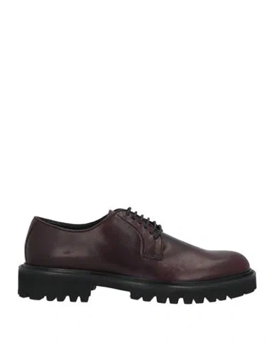 Tagliatore Man Lace-up Shoes Burgundy Size 9 Leather In Red