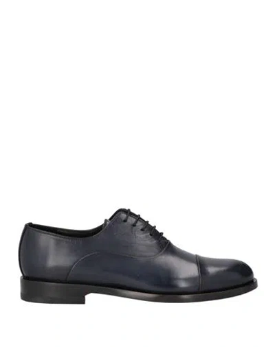 Tagliatore Man Lace-up Shoes Navy Size 9 Leather