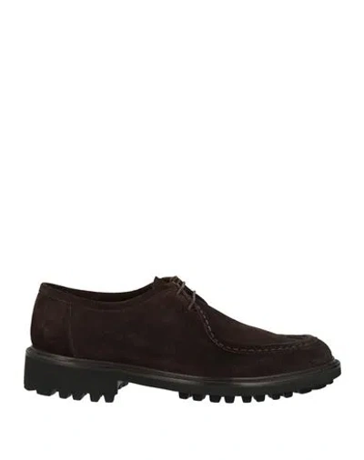 Tagliatore Man Lace-up Shoes Dark Brown Size 9 Leather
