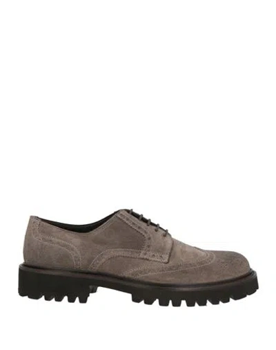 Tagliatore Man Lace-up Shoes Taupe Size 7 Leather In Multi