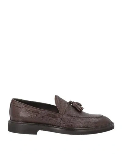 Tagliatore Man Loafers Dark Brown Size 9 Leather In Multi