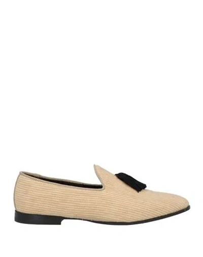 Tagliatore Man Loafers Sand Size 8 Cotton, Polyamide In Beige