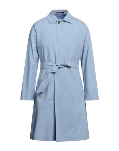 Tagliatore Man Overcoat & Trench Coat Azure Size 38 Cotton, Elastane In Blue