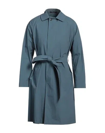 Tagliatore Man Overcoat & Trench Coat Slate Blue Size 38 Cotton, Elastane