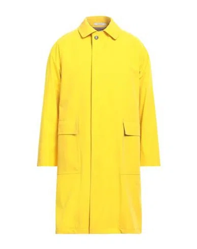 Tagliatore Man Overcoat & Trench Coat Yellow Size 38 Polyamide, Polyester, Elastane