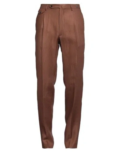Tagliatore Man Pants Brown Size 32 Linen