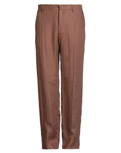 Tagliatore Man Pants Brown Size 36 Linen