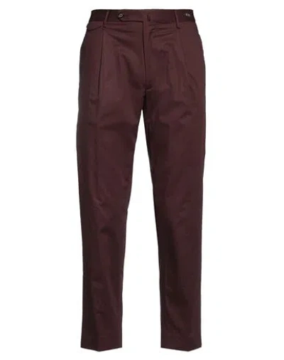 Tagliatore Man Pants Chocolate Brown Size 32 Cotton, Elastane In Burgundy