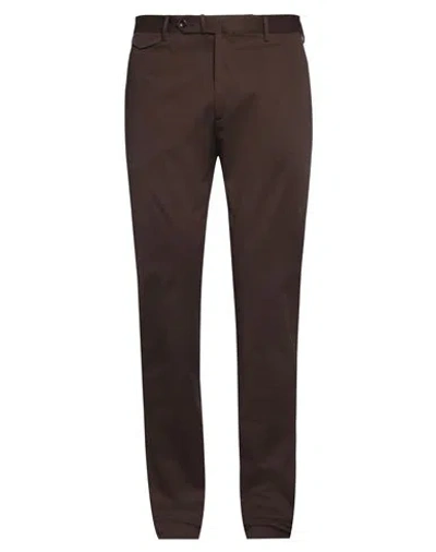 Tagliatore Man Pants Chocolate Brown Size 40 Cotton, Elastane