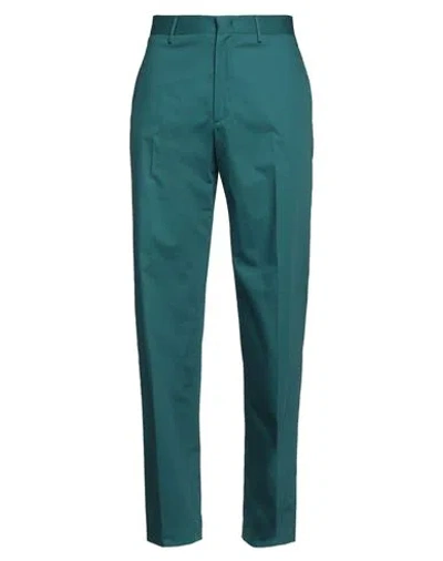 Tagliatore Man Pants Emerald Green Size 32 Cotton, Elastane