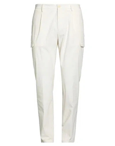 Tagliatore Man Pants Ivory Size 34 Cotton, Elastane In White