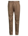 Tagliatore Man Pants Khaki Size 38 Cotton, Elastane In Brown