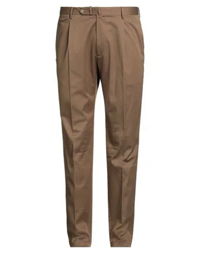 Tagliatore Man Pants Khaki Size 38 Cotton, Elastane In Brown