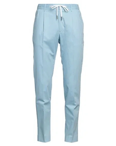 Tagliatore Man Pants Light Blue Size 32 Cotton, Elastane In Blue